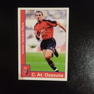 Cromo anverso de Sabino Sánchez Parra con camiseta de Osasuna, edición Liga 2002.