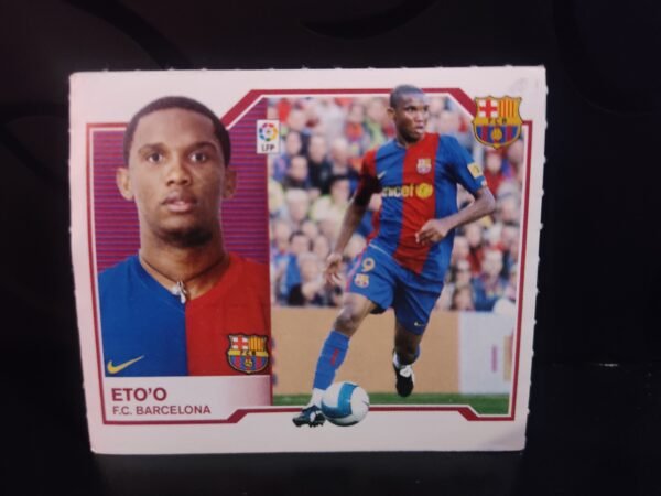 Cromo Colecciones Este 2007/2008 de Samuel Eto’o, FC Barcelona, promoción Futbolero BBVA