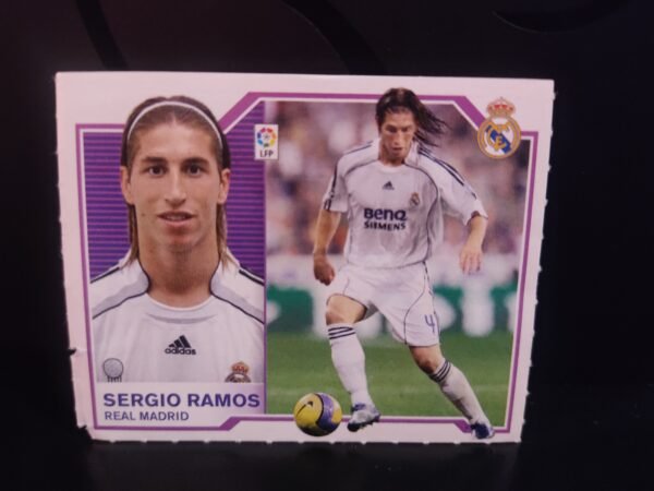 Cromo Colecciones Este de Sergio Ramos, Real Madrid, temporada 2007/08, edición promocional Futbolero BBVA.