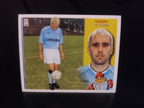 Lote de 8 cromos originales Colecciones Este con jugadores de LaLiga como Jorge Andrade, Fernando, Pablo Amo, Víctor, Coira, José Ignacio, Di María y Coudet, representando a clubes como Deportivo, Celta, Betis y Real Madrid.