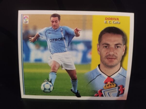 Lote de 8 cromos originales Colecciones Este con jugadores de LaLiga como Jorge Andrade, Fernando, Pablo Amo, Víctor, Coira, José Ignacio, Di María y Coudet, representando a clubes como Deportivo, Celta, Betis y Real Madrid.