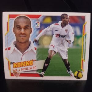 Lote de 7 cromos vintage Colecciones Este de LaLiga con jugadores del Sevilla FC, Atlético de Madrid, Real Zaragoza, Deportivo Alavés y RCD Mallorca.